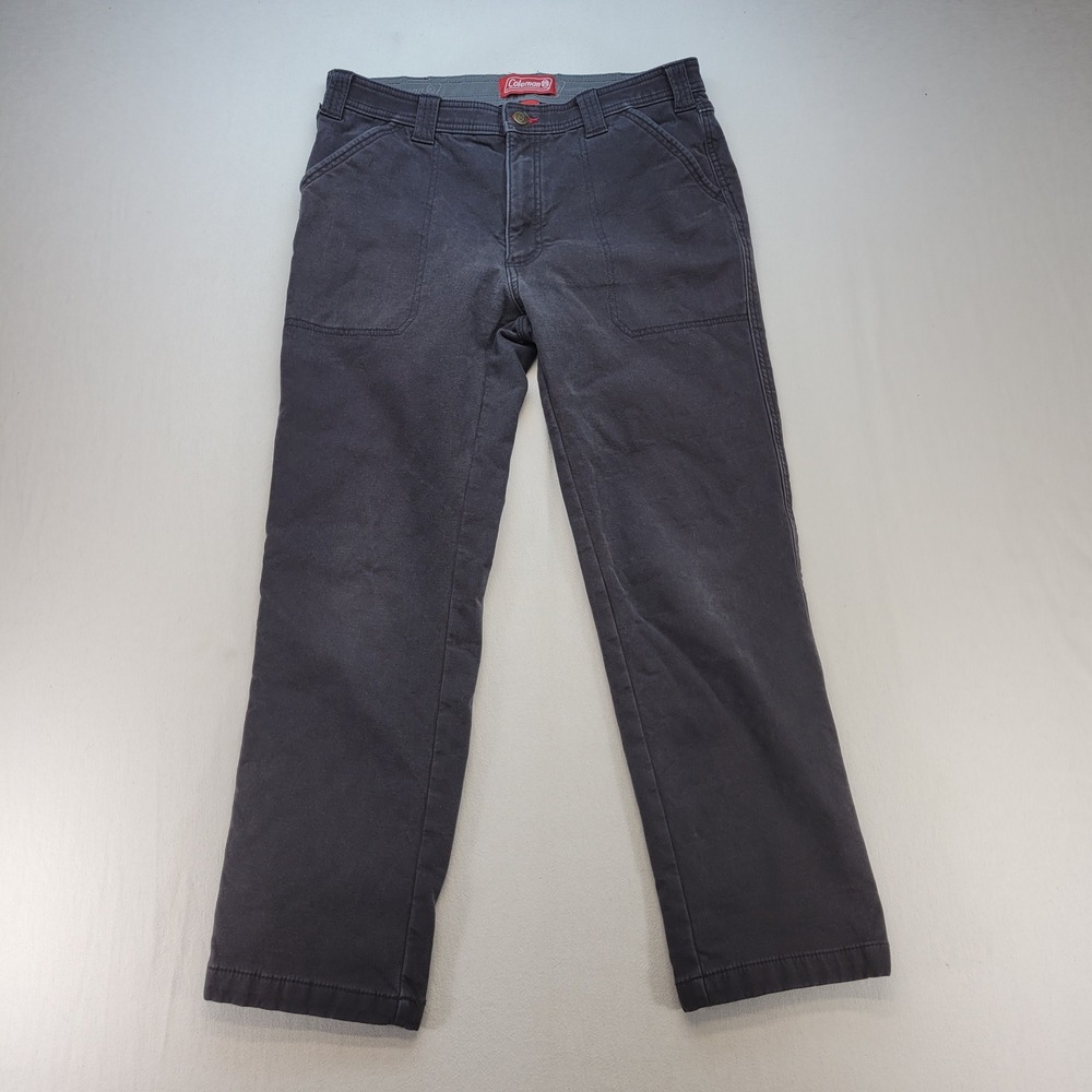 Coleman Carpenter Pants Mens 32x30 Gray Plaid Fleece Lined Canvas Utility